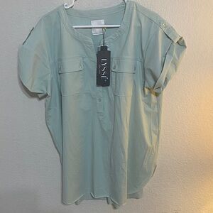 LYSSE Sage Green Short Sleeve Utility Tunic